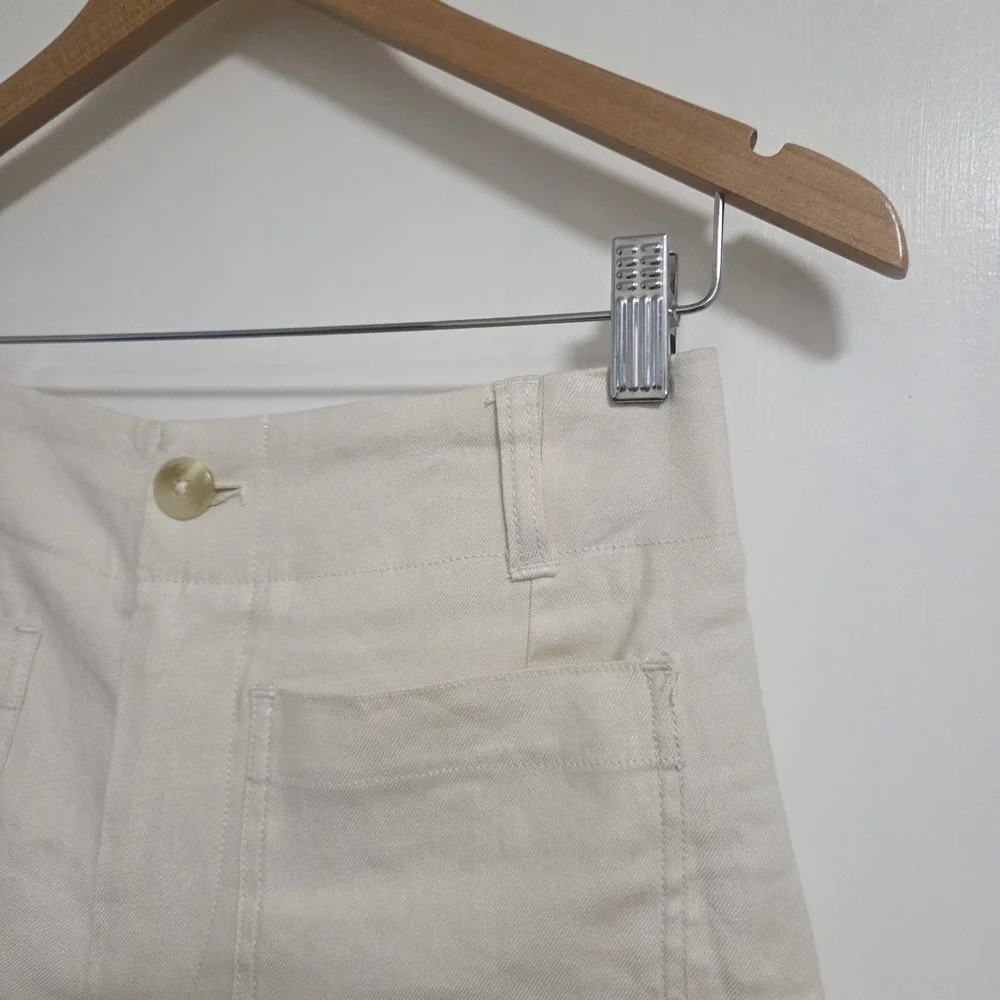 Maeve Anthropologie The Colette Cream Ivory Linen Blend Shorts Womens Size 26 - Picture 4 of 11